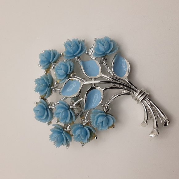 Vintage JJ Jonette Rose Brooch & Clip-On Earrings Set - Excellent Used C… - Picture 6 of 14